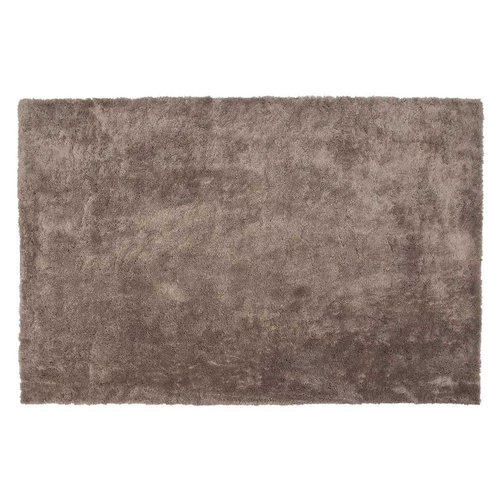 Tappeto Shaggy in cotone marrone chiaro in misto poliestere 140 x 200 cm soffice pelo denso