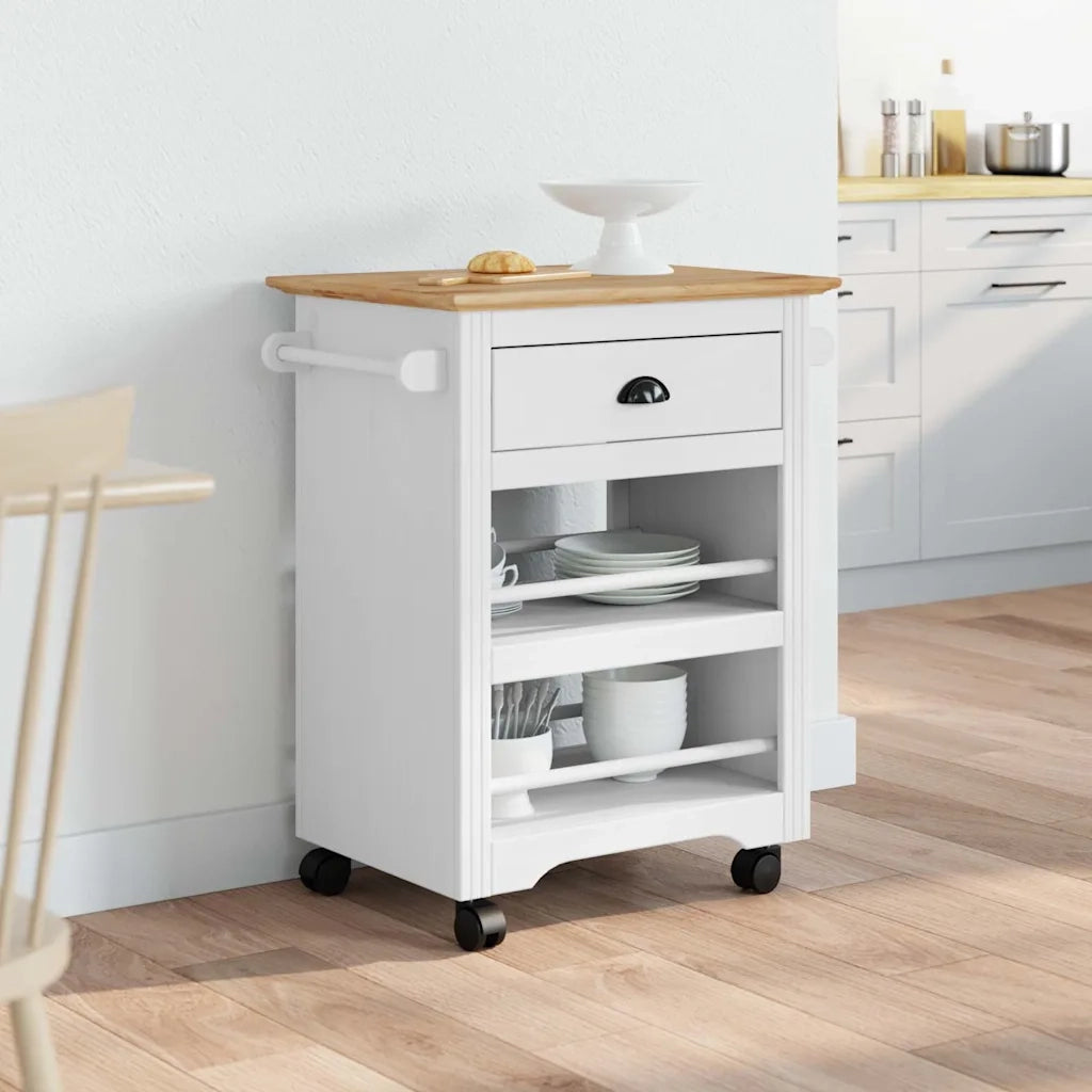 Carrello da Cucina BODO Bianco e Marrone 67,5x45x80 cm CFW9355089