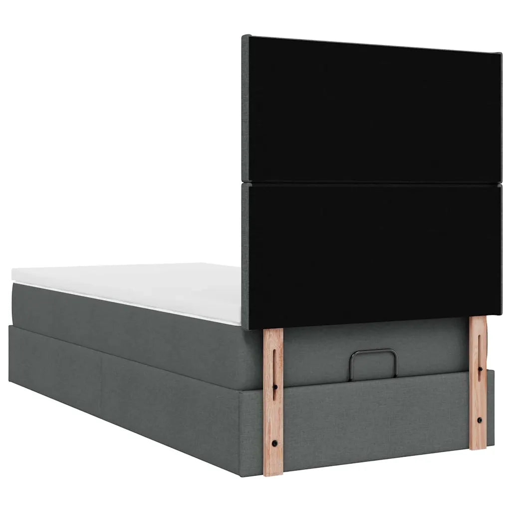 Pouf Letto con Materasso Grigio Scuro 90x200 cm in Tessuto 3313044