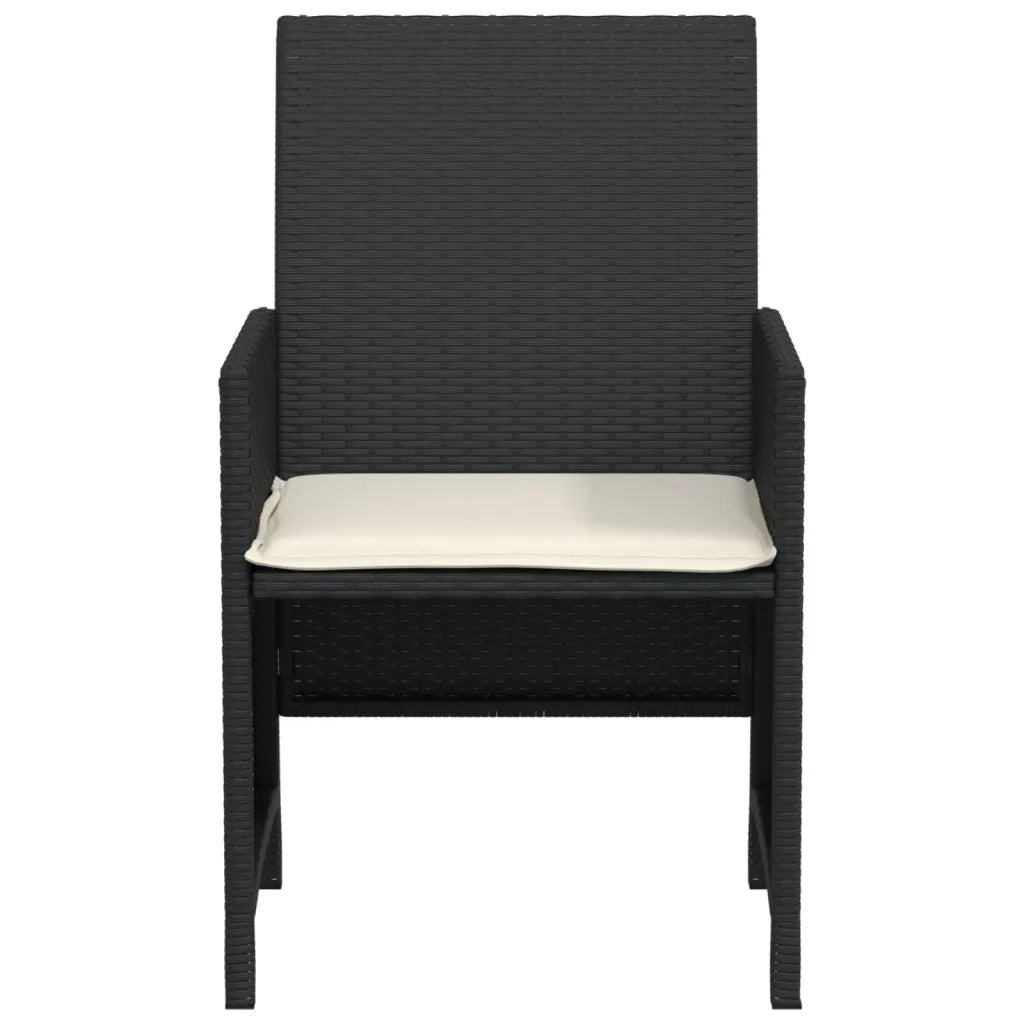 Set da Bistr¨° 3 pz | Set Salotto da Giardino con Cuscini Nero in Polyrattan