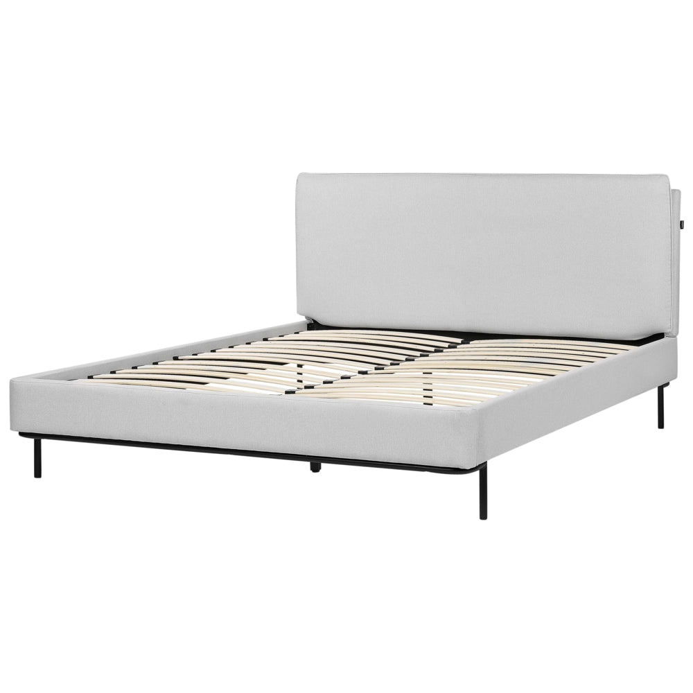 Letto a doghe Grigio Poliestere Tessuto Imbottito 160 x 200 cm EU Matrimoniale Design Moderno