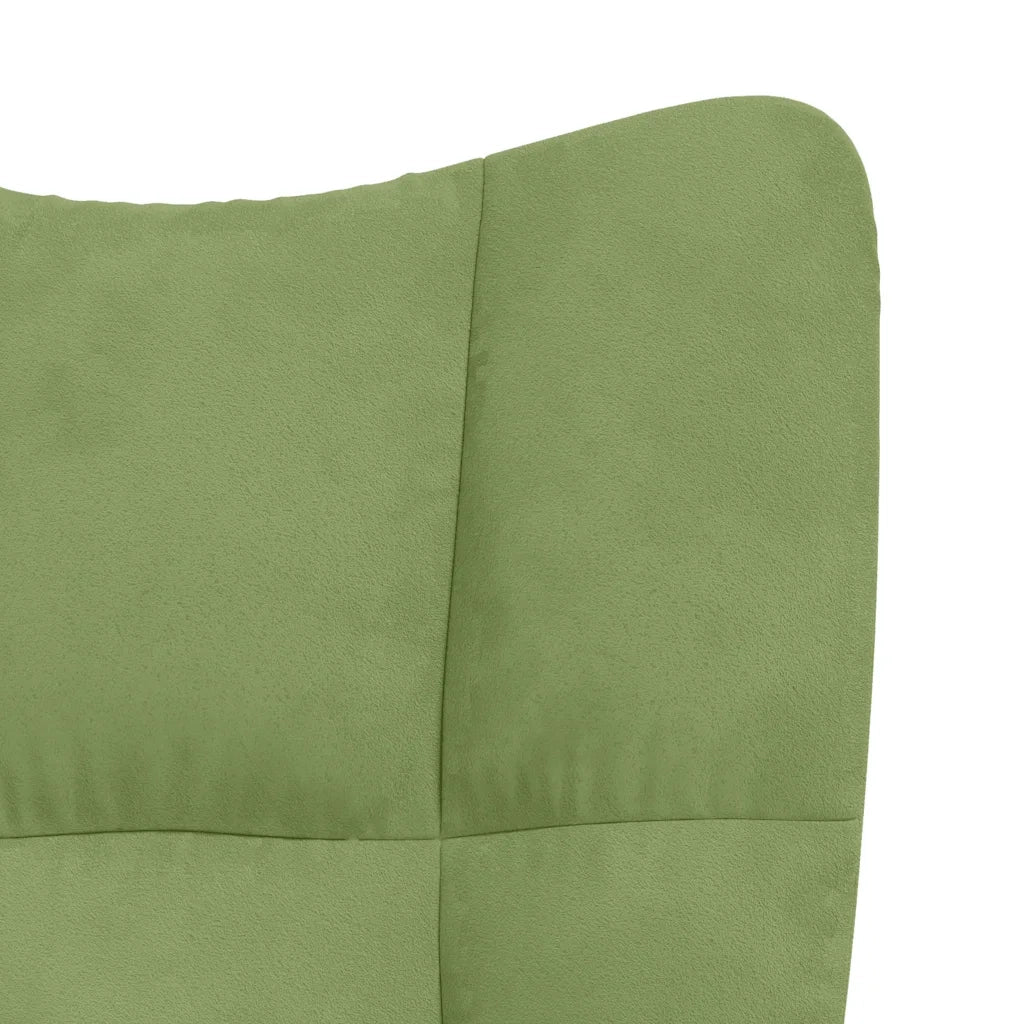 Poltrona a Dondolo con Poggiapiedi Verde Chiaro in Velluto 328153
