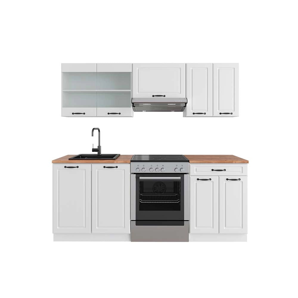 Vicco Cucina componibile Casa di campagna bianca/bianco 200 cm , PL Rovere
