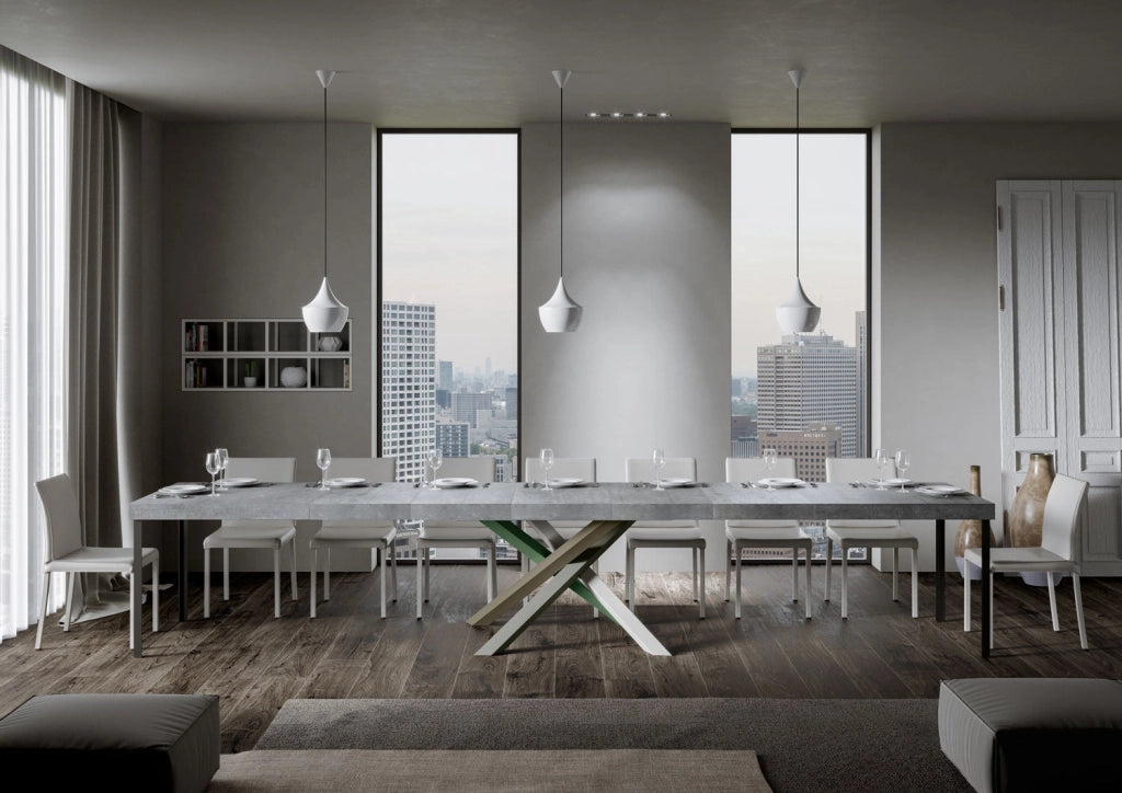 Tavolo Allungabile 140-400x90x77 cm Volantis Premium Cemento Telaio 4A