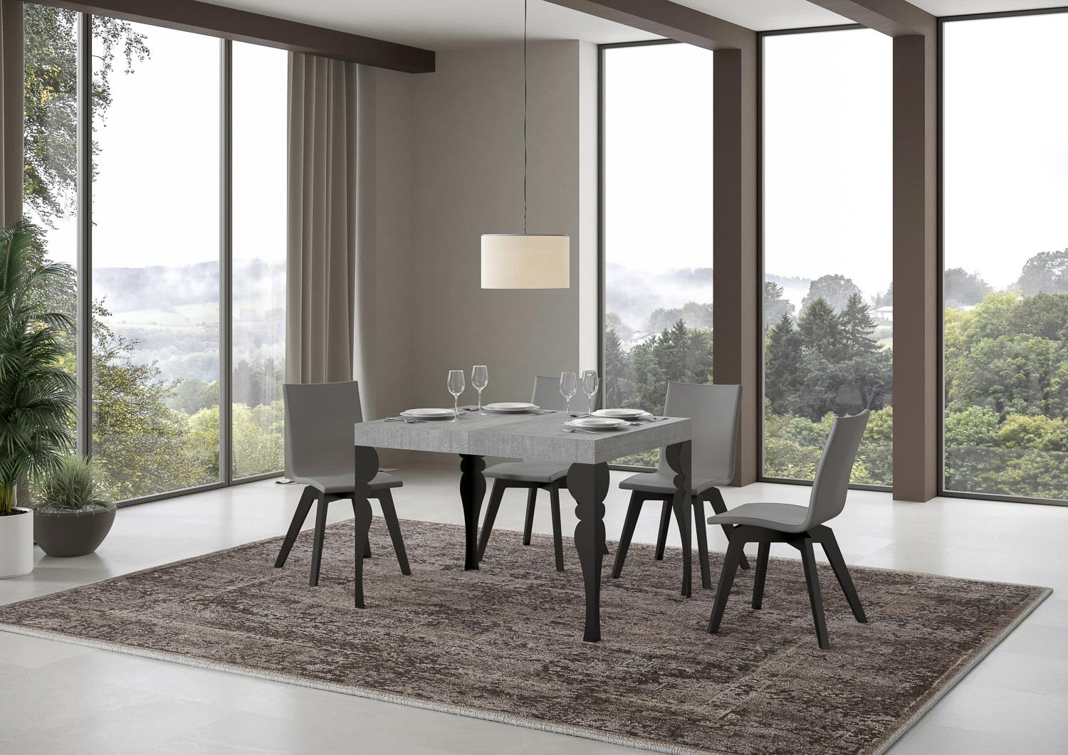 Tavolo Allungabile 110-194x70x77 cm Paxon Cemento e Antracite