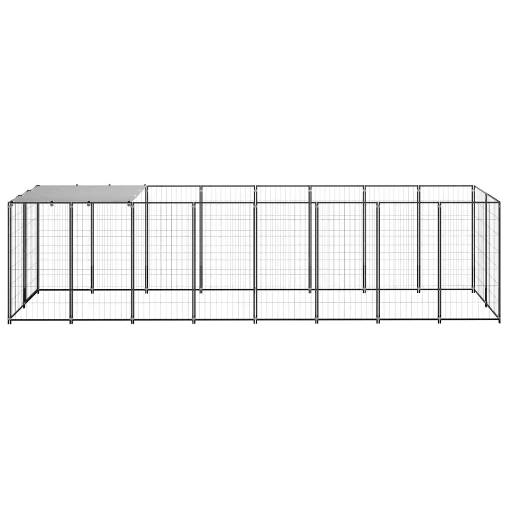 Recinto per animali da esterno per cani 4,84 m² acciaio nero 02_0000532