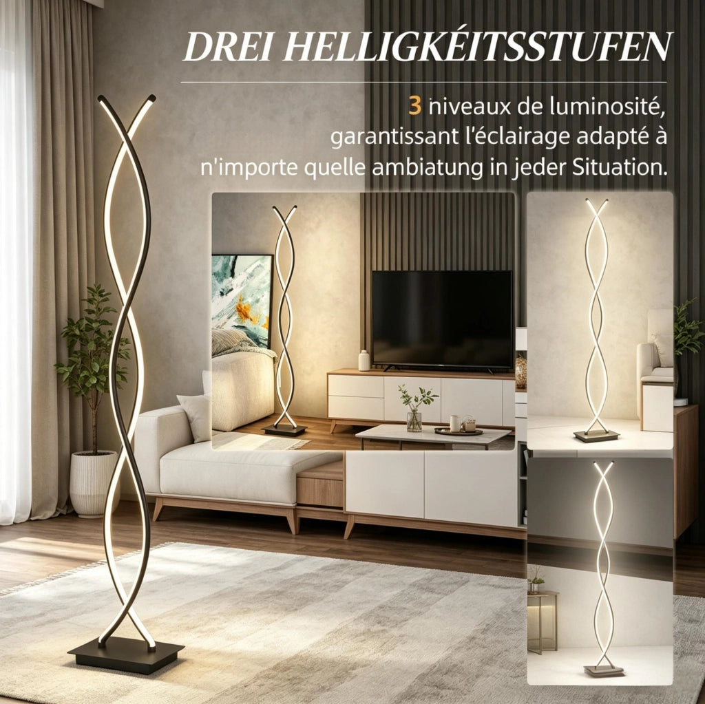 LAMPADA DA TERRA LED 35x20x140 cm Alluminio e Acrilico Nera