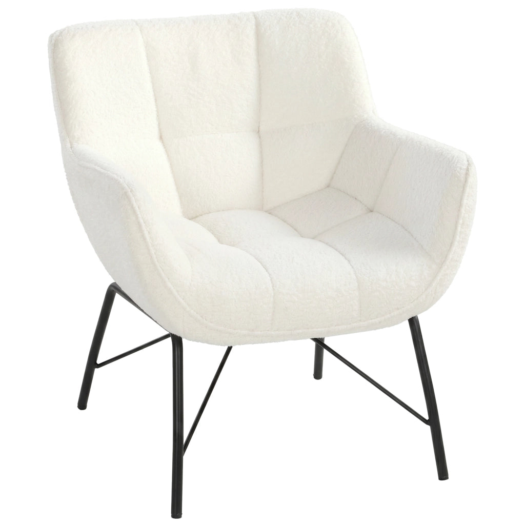 Poltrona Moderna in Sherpa ¨C Zephmum ¨C Crema con Gambe in Metallo