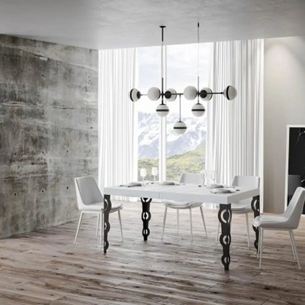 Tavolo allungabile 160/420x90 cm Karamay Premium colore bianco frassino gambe antracite