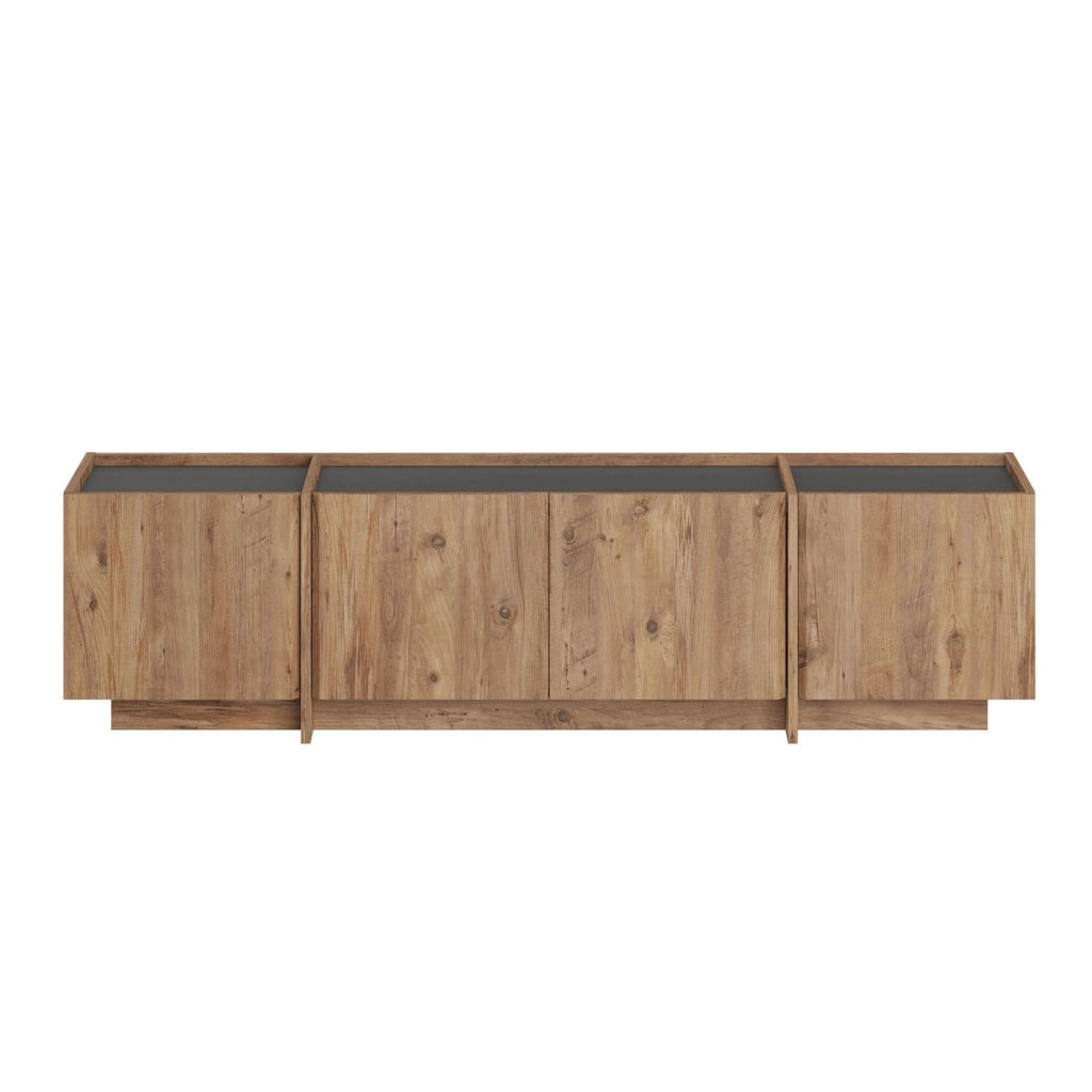 Nokarara, Mobile Porta tv Apertura a Ribalta, 180x35x46h cm Marrone Rovere Nodi