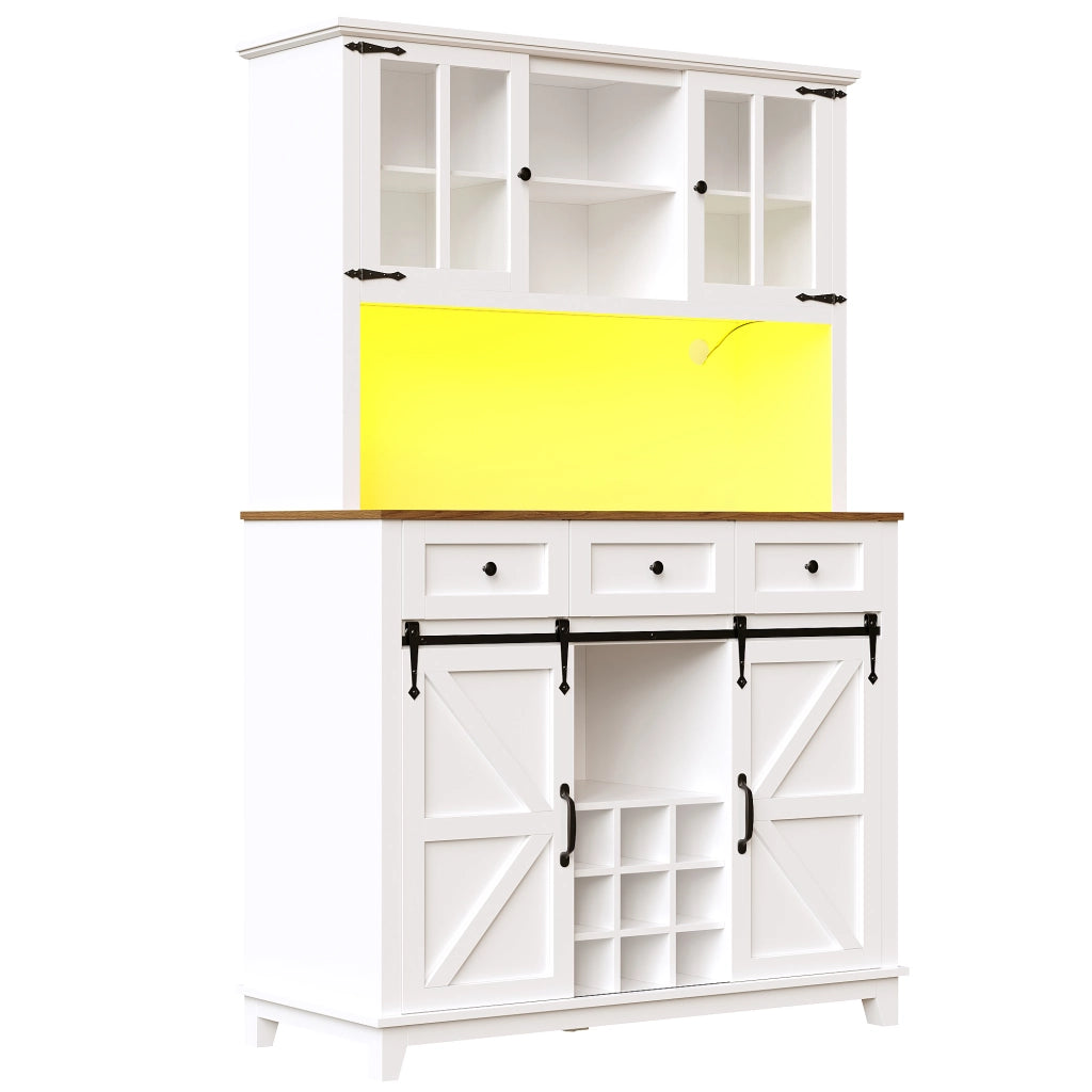 Armadio cucina con LED - Zephmum- 105¡Á38.4¡Á180cm, bianco, ripiani regolabili