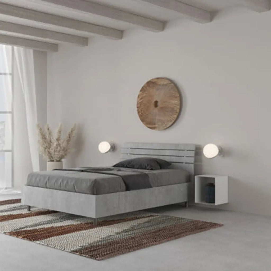 Letto una piazza e mezza con rete 120x200 testata inclinata con doghe cemento Ankel