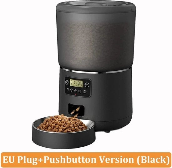 Automatizzatore di Cibo per Animali - Cani e Gatti - Ciotola per Cibo per Gatti - Automatizzatore di Cibo con App - 4 Litri - Nero