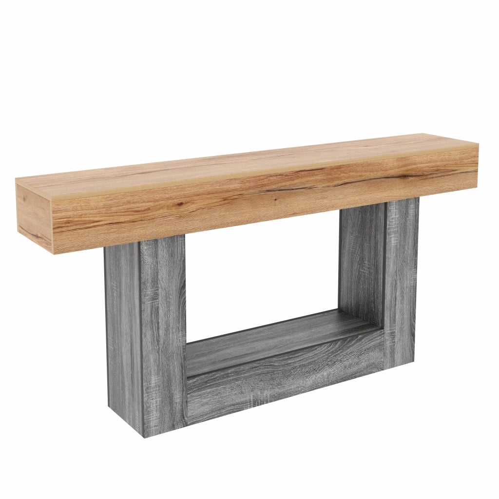 Consolle con piano spesso e vano aperto - per ingresso e soggiorno - in truciolare - 160×30×82.5 cm - naturale