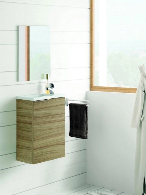 Mobile bagno sospeso Compact Cody completo di lavabo e specchio Colore NOCE