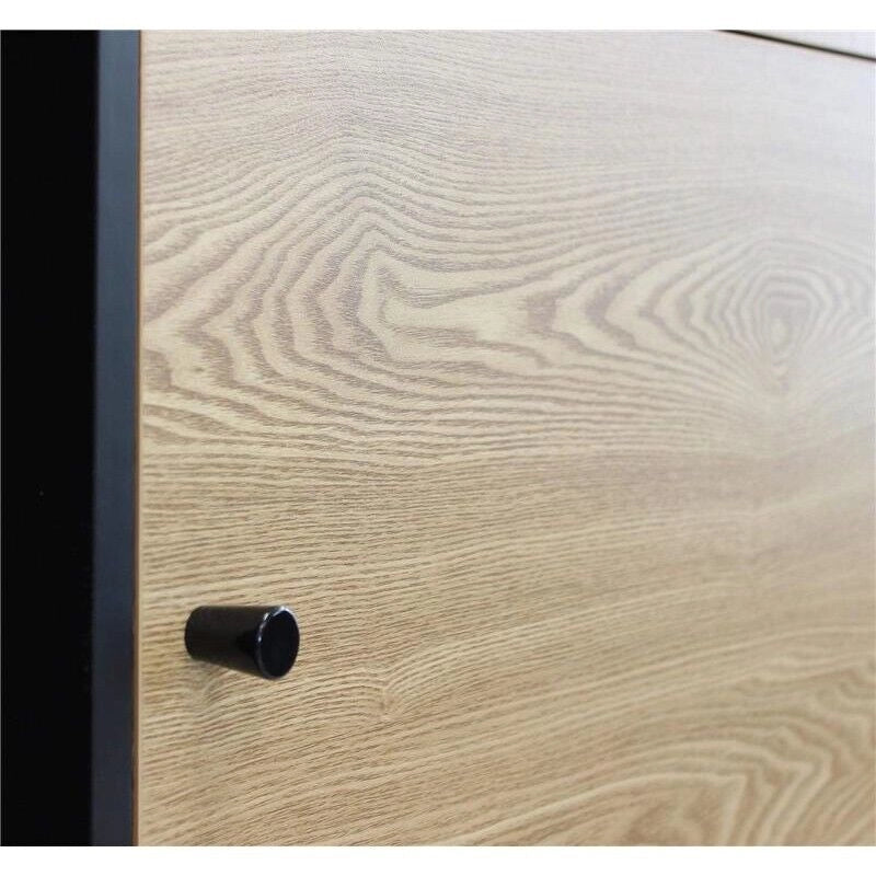 MOBILE ELWOOD NERO E NATURALE CON 3 ANTE E 3 PIANI 100 X 39,5 X H135 CM