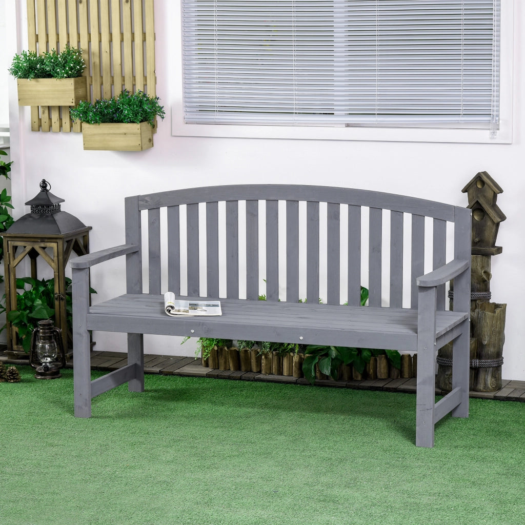 Panchina da giardino 2 posti ¨C zephmum ¨C Legno massello, grigio 143x51x85 cm
