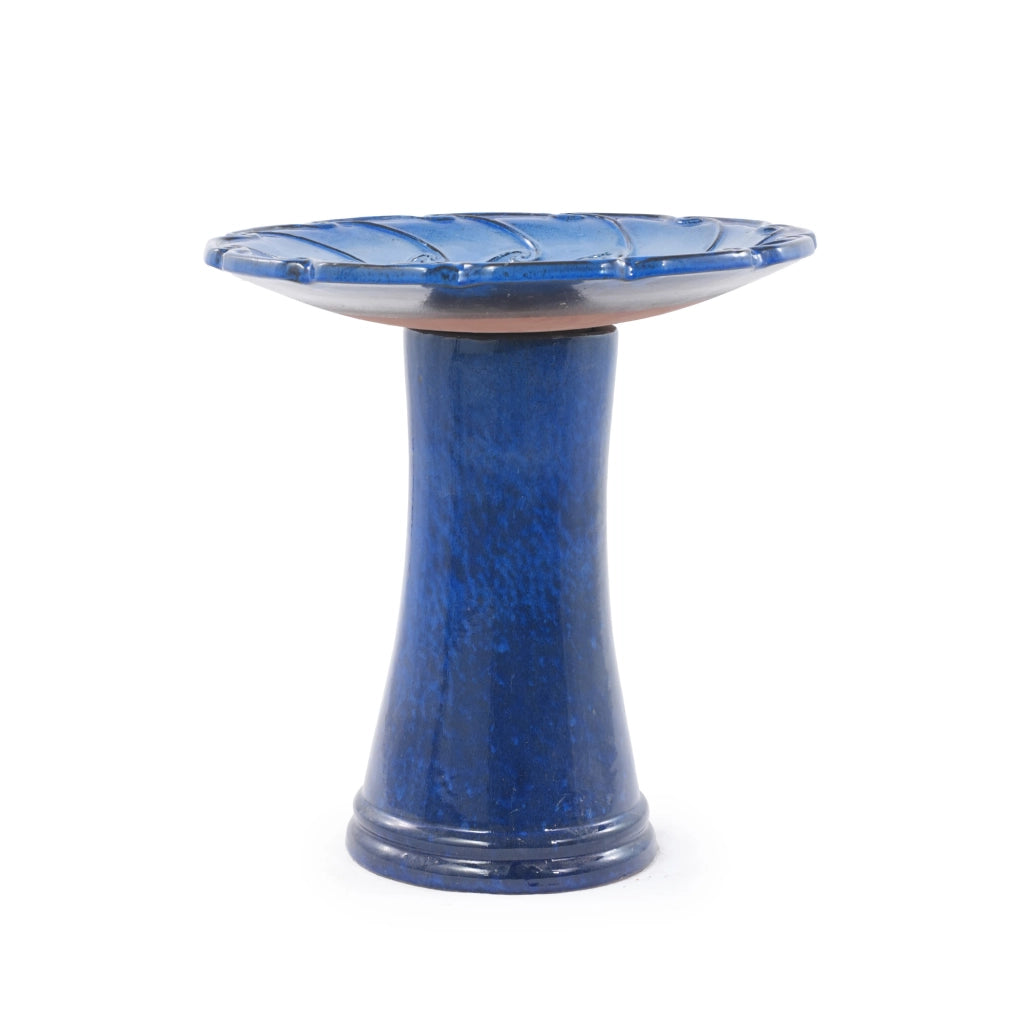 Bagno per Uccelli in Ceramica Blu Ø 43 cm H 45 cm, resistente al gelo