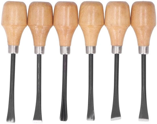 Set di sega a mano 6 pezzi - Manico a mezza luna - Legno di betulla/acciaio - Lame affilate - Duraturo - Per lavorazione del legno - Set di seghe a mano