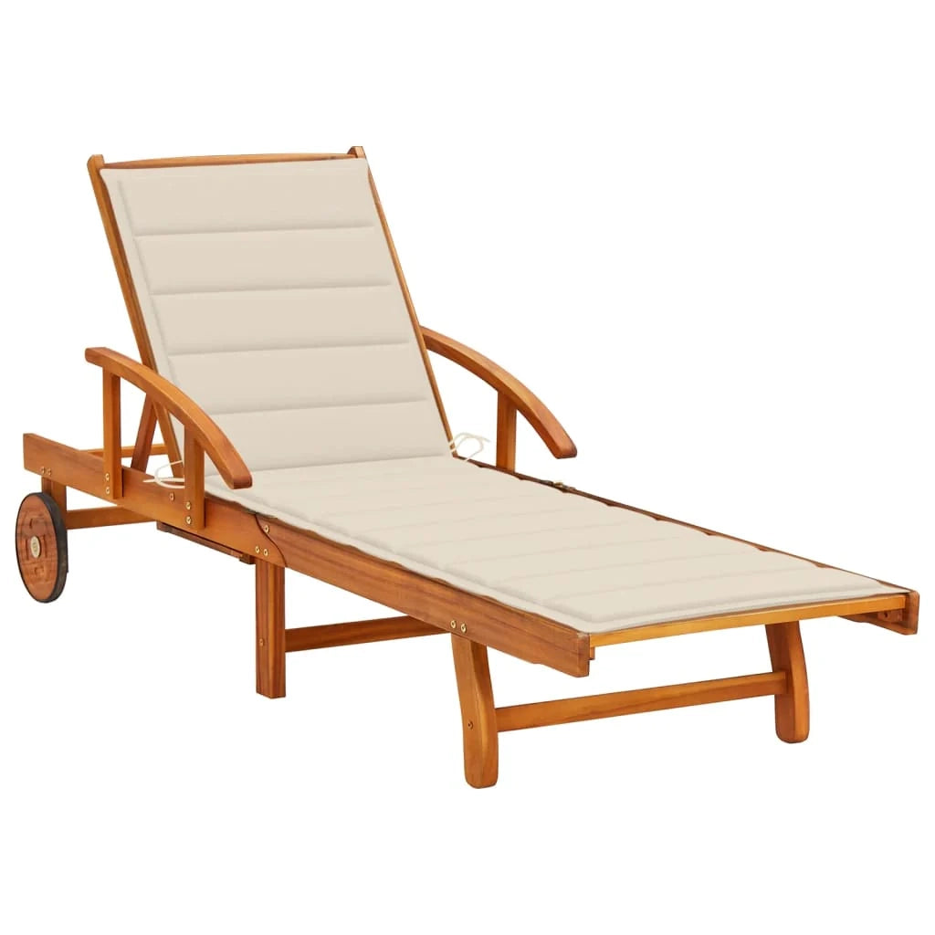 Lettino prendisole sedia a sdraio lettino prendisole letto da giardino mobili da esterno per patio con cuscino legno massello di acacia 02_0012383