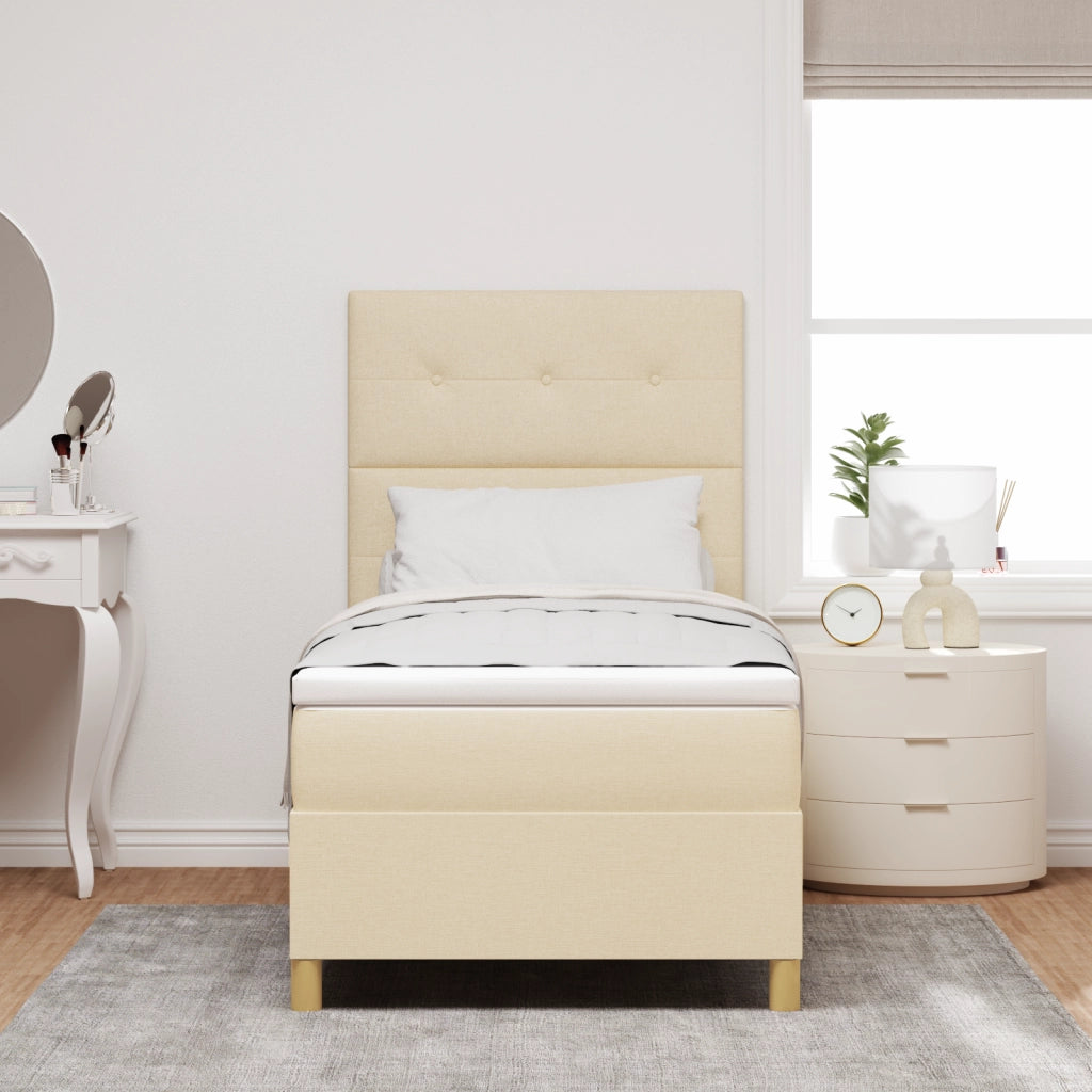 Letto a Box con Materasso e LED Crema 100x200 cm Tessuto