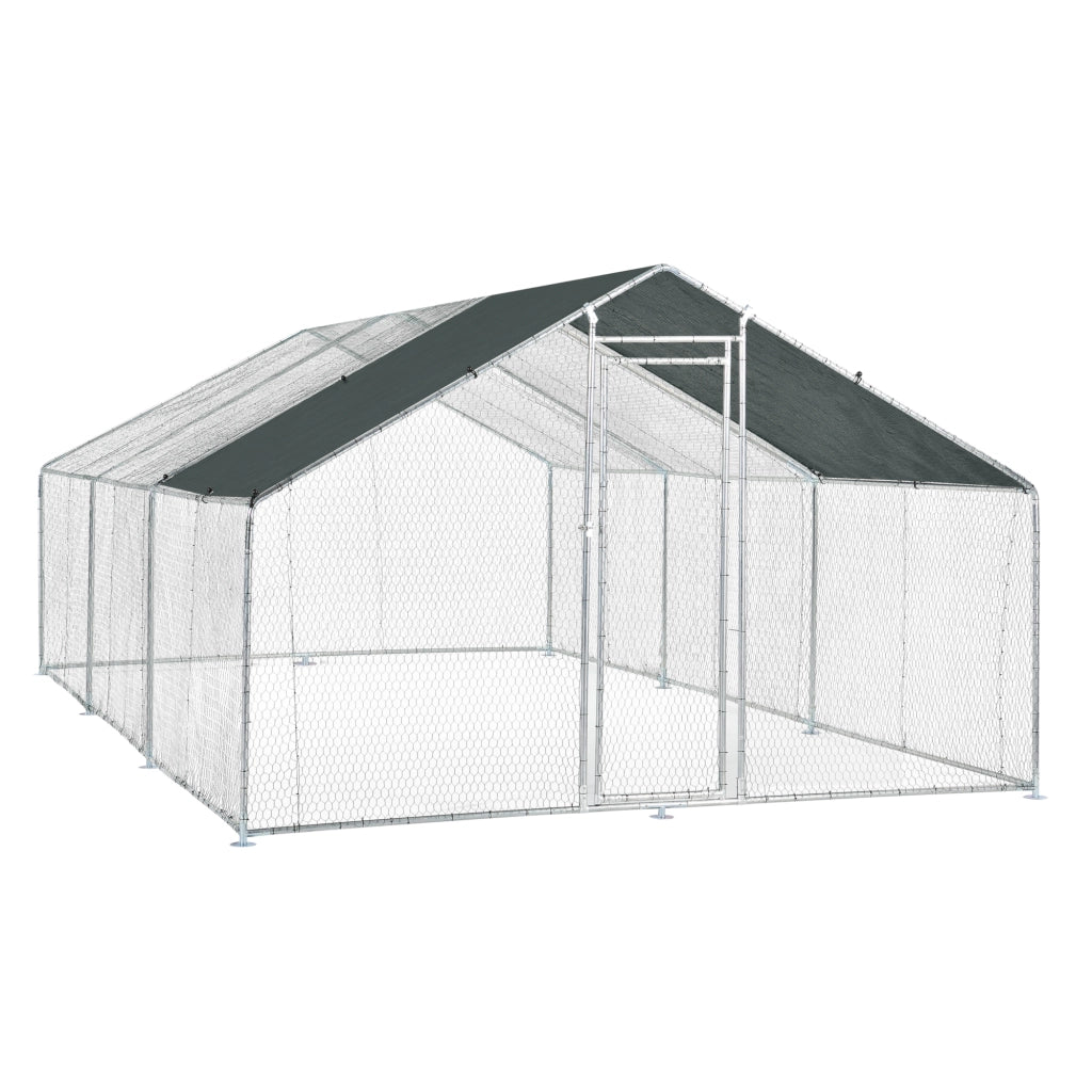 Gabbia per Pollame Wels con Tettuccio Parasole e Recinzione Rete Metallica 3x6x2 m pro.tec