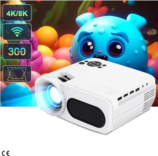 Proiettore Full HD 1080P con 5G WiFi e Bluetooth - 13000 Lumen, Supporto 4K 8K, Correzione Trapezoidale Elettronica - Proiettore Home Cinema e Video Proiettore
