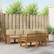Set di divani da esterno con cuscino 7 pcs Naturale e Beige 3366536