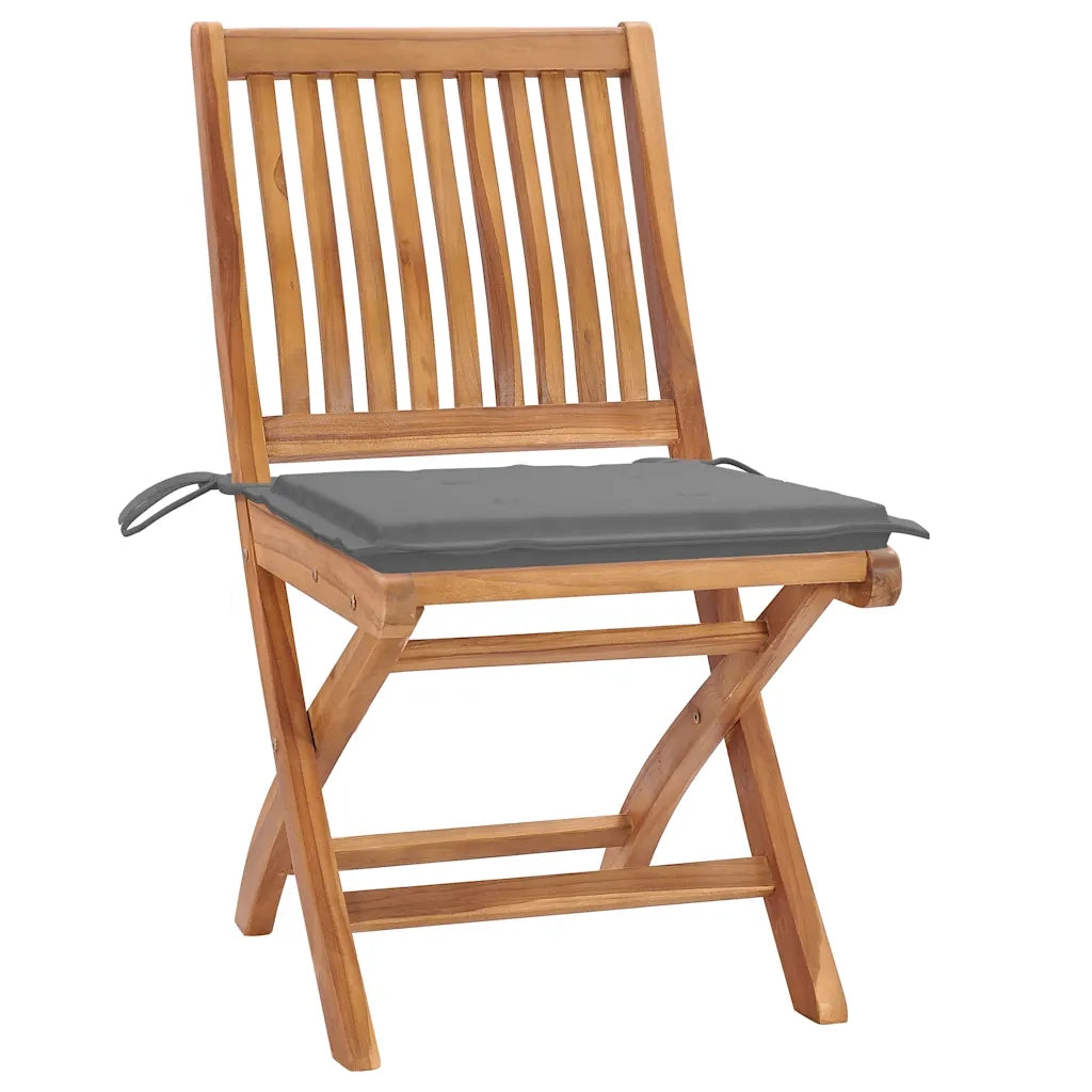 Sedie da Giardino Pieghevoli con Cuscini 4 pz Massello di Teak cod mxl 72179