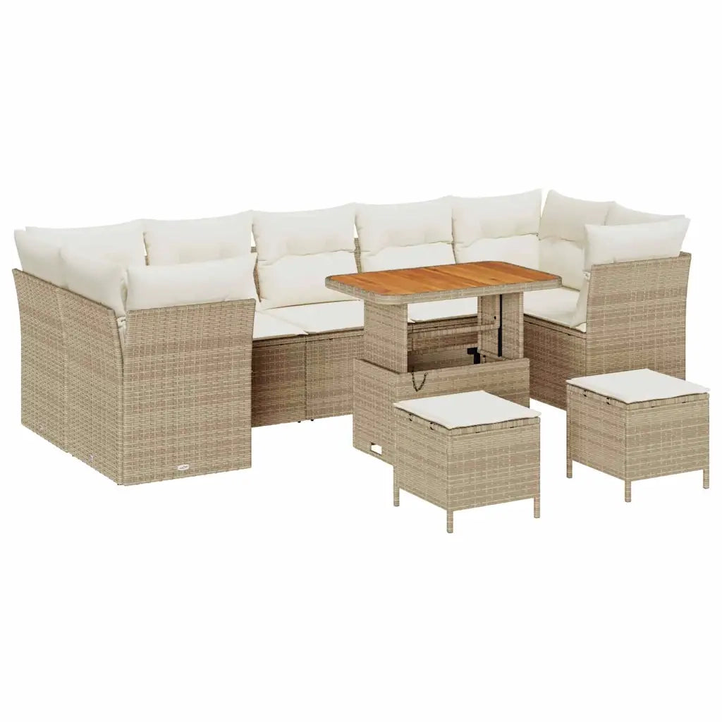 Set Divano da Giardino con cuscino 10 pcs beige e panna 3363421