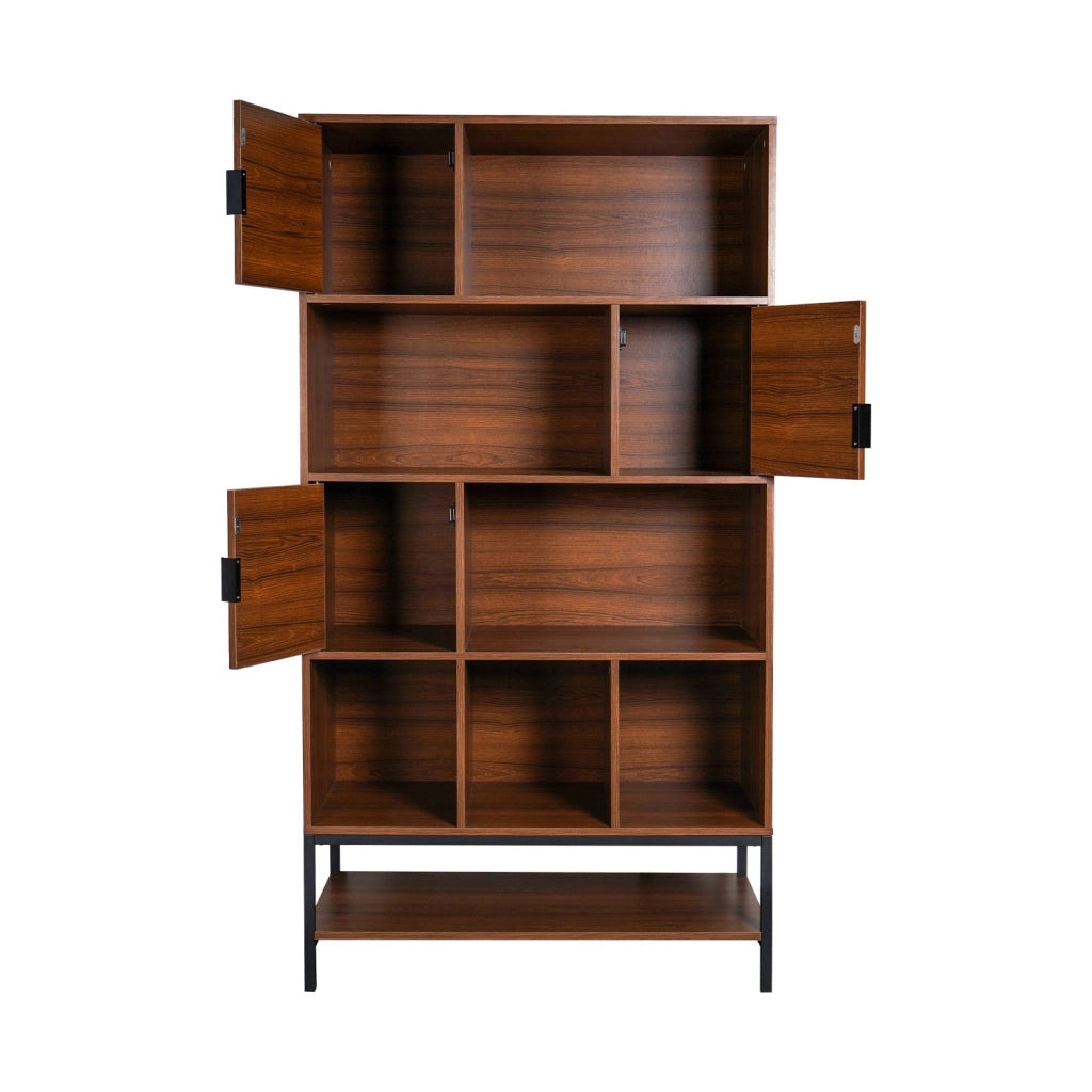 Libreria effetto legno tinto noce, 9 scomparti, noce