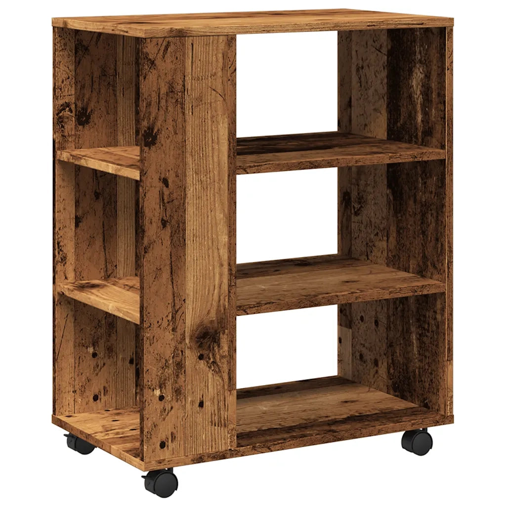 Mobiletto con Ruote Legno Antico 60x35x75 cm Legno Multistrato 856656