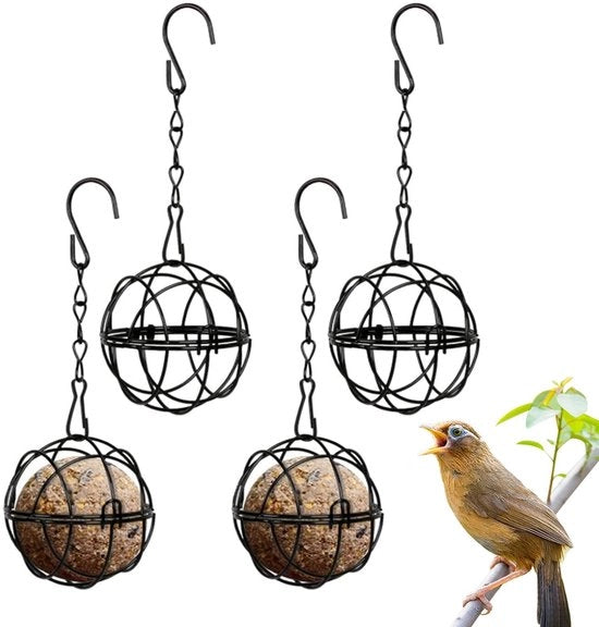 Vetbolhouder metallico, 4-pack di appesi, case da cibo con ganasce a S, per casa, giardino, animali selvatici, uccelli, passeri