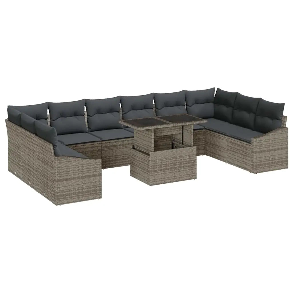 Set Divano da Giardino con cuscino con cuscino 11 pcs Grigio