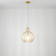 Sospensione Contemporanea Metallo Vetro Cognac 1 Luce E27 Ip20 D25