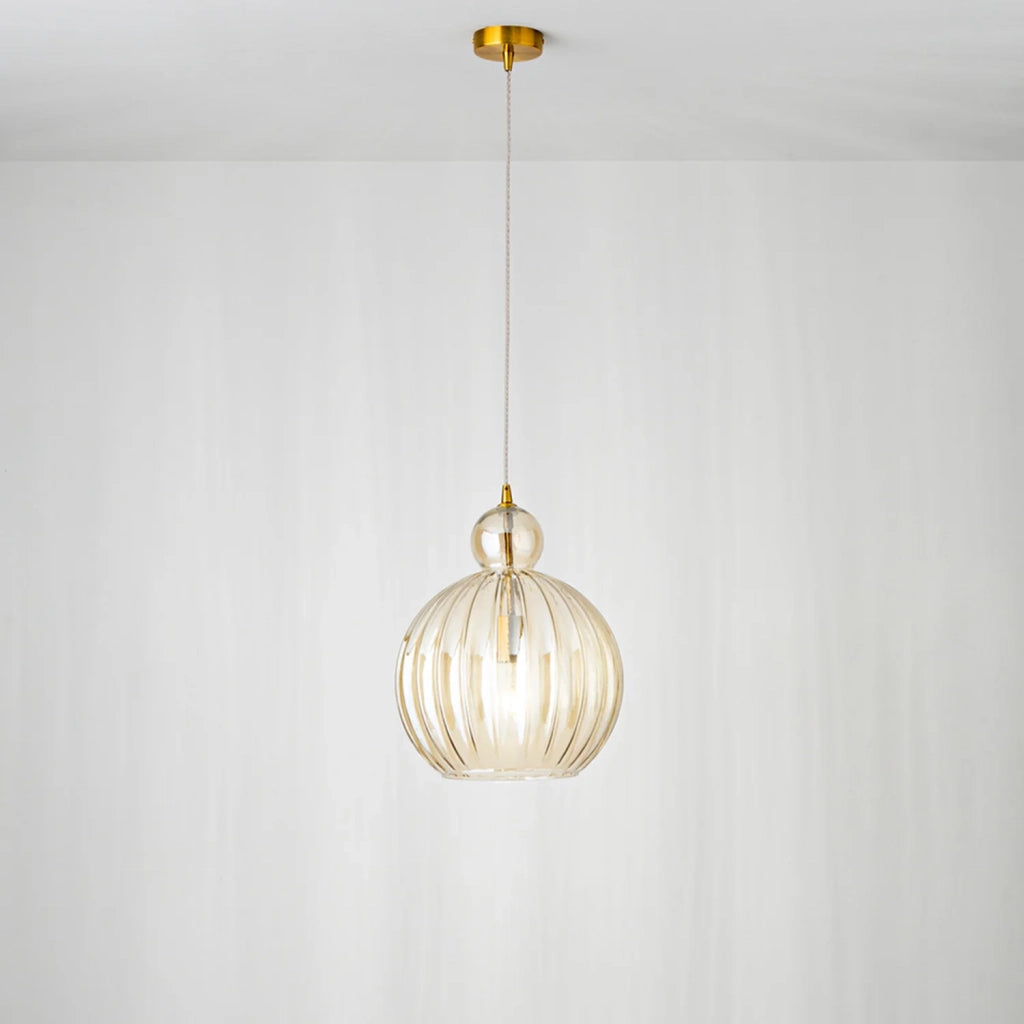 Sospensione Contemporanea Metallo Vetro Cognac 1 Luce E27 Ip20 D25