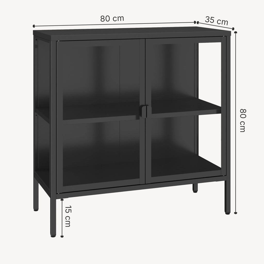 Armadietto con Vetrina Borshavisa Credenza con 2 Ante in Vetro 80x80x35 cm [en.casa]