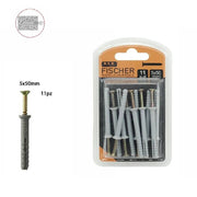 Trade Shop - Set 11 Pz Tassello Fisher Universale Viti Chiodi Gancio Tasselli 5 X 50 Mm 69046 -