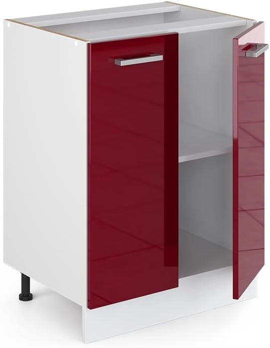 Mobiletto base cucina R-Line, Rosso lucido, 60 cm senza piano di lavoro, per la libera combinazione all'interno di sistemi cucina modulari