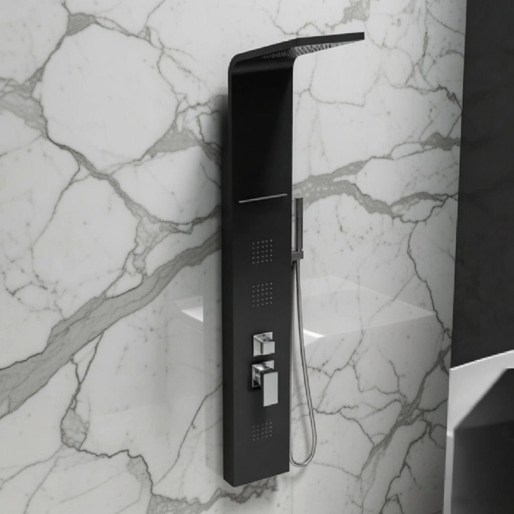 Colonna doccia pannello idromassaggio effetto cascata YH8122 MADRID - Nero