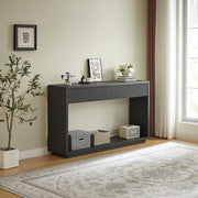 Consolle 150x35x85 cm con 2 cassetti e vano aperto in truciolare e MDF nero