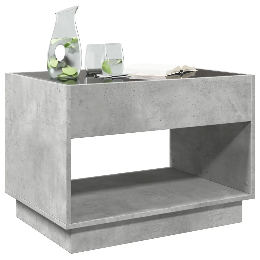 Tavolino da Salotto con LED Infinity Grigio Cemento 70x50x50 cm