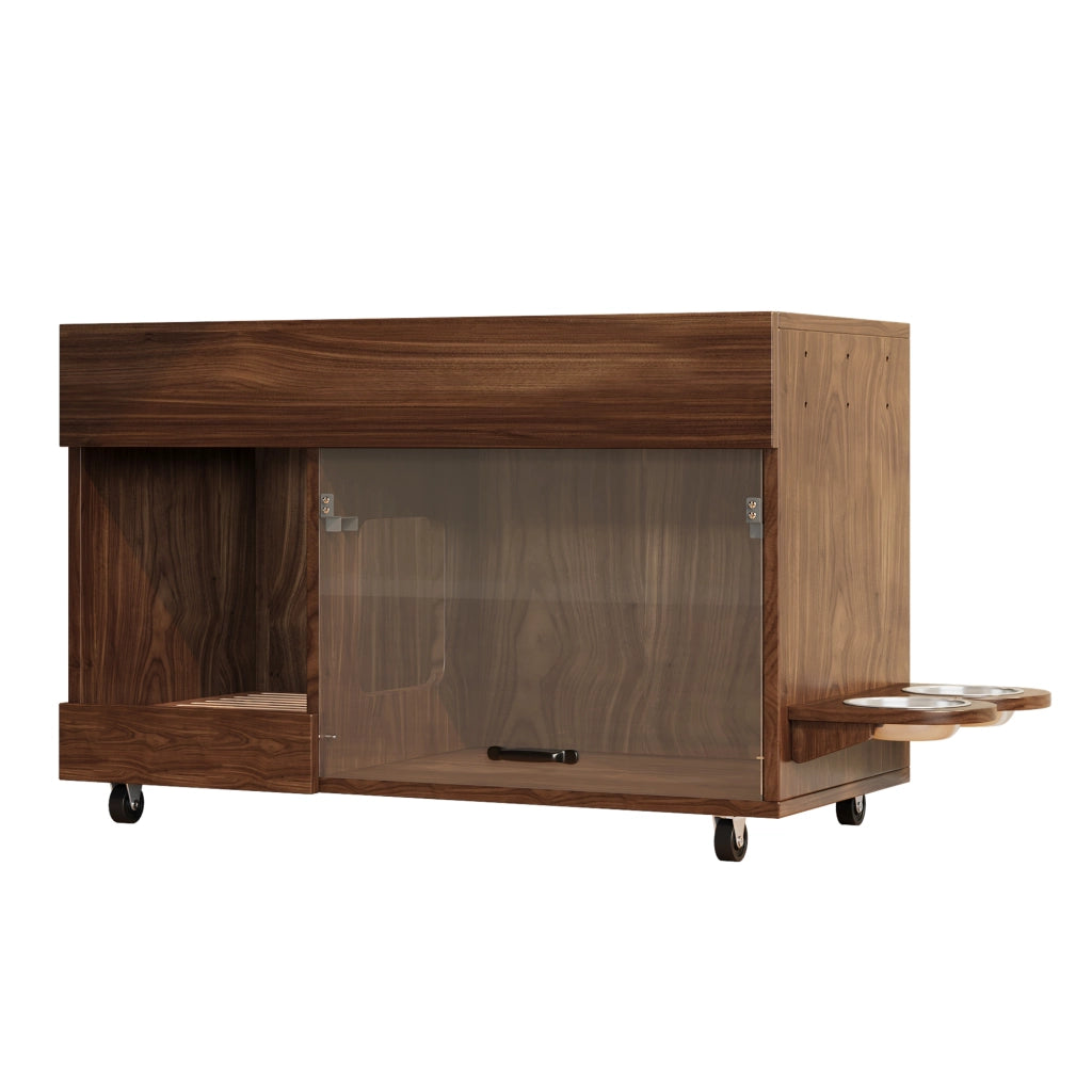 Mobile per lettiera per gatti con sportello in acrilico e cassetti, 100 x 45,5 x 67 cm, colore noce