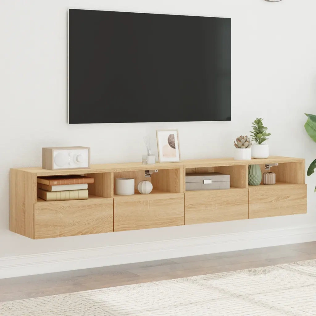 Mobili TV Parete 2pz Rovere Sonoma 80x30x30cm Legno Multistrato 836873
