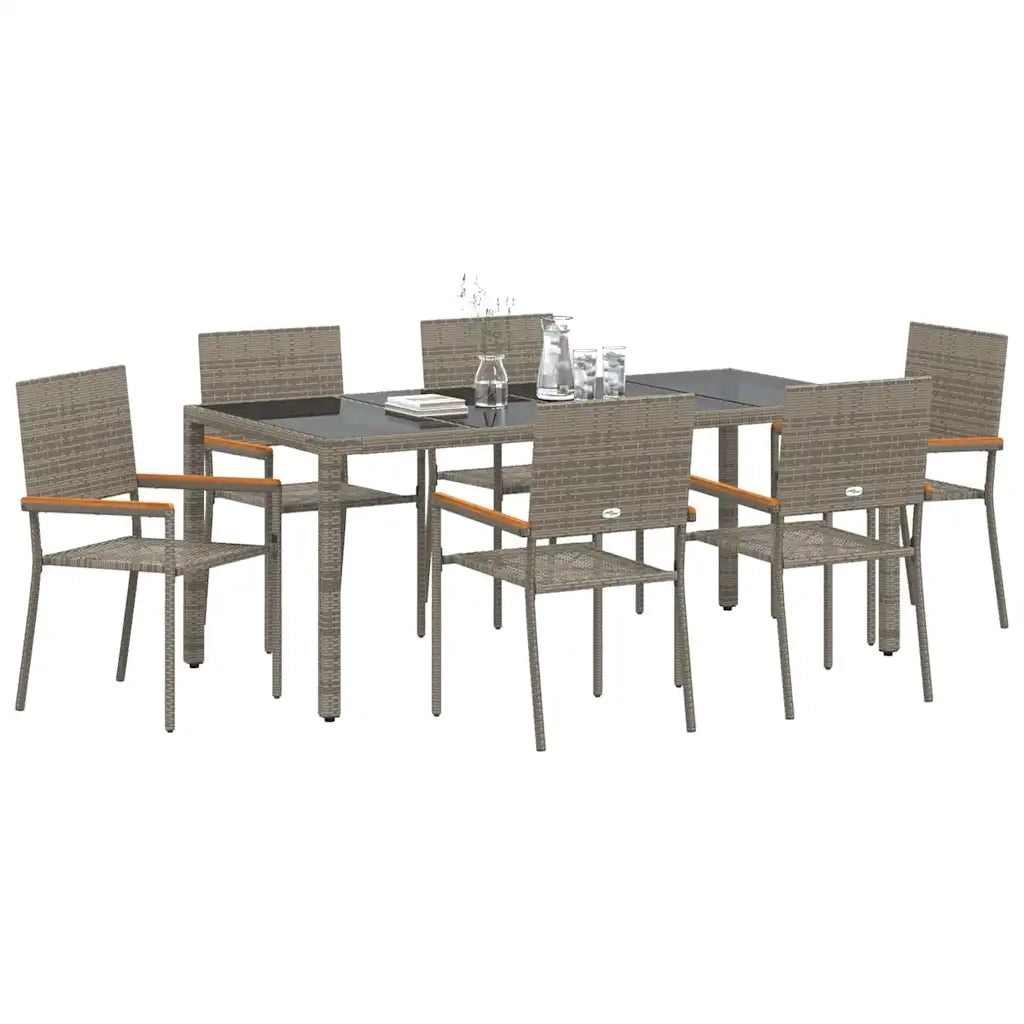 Set da Pranzo per Giardino 7 pcs Grigio polyrattan 3365397