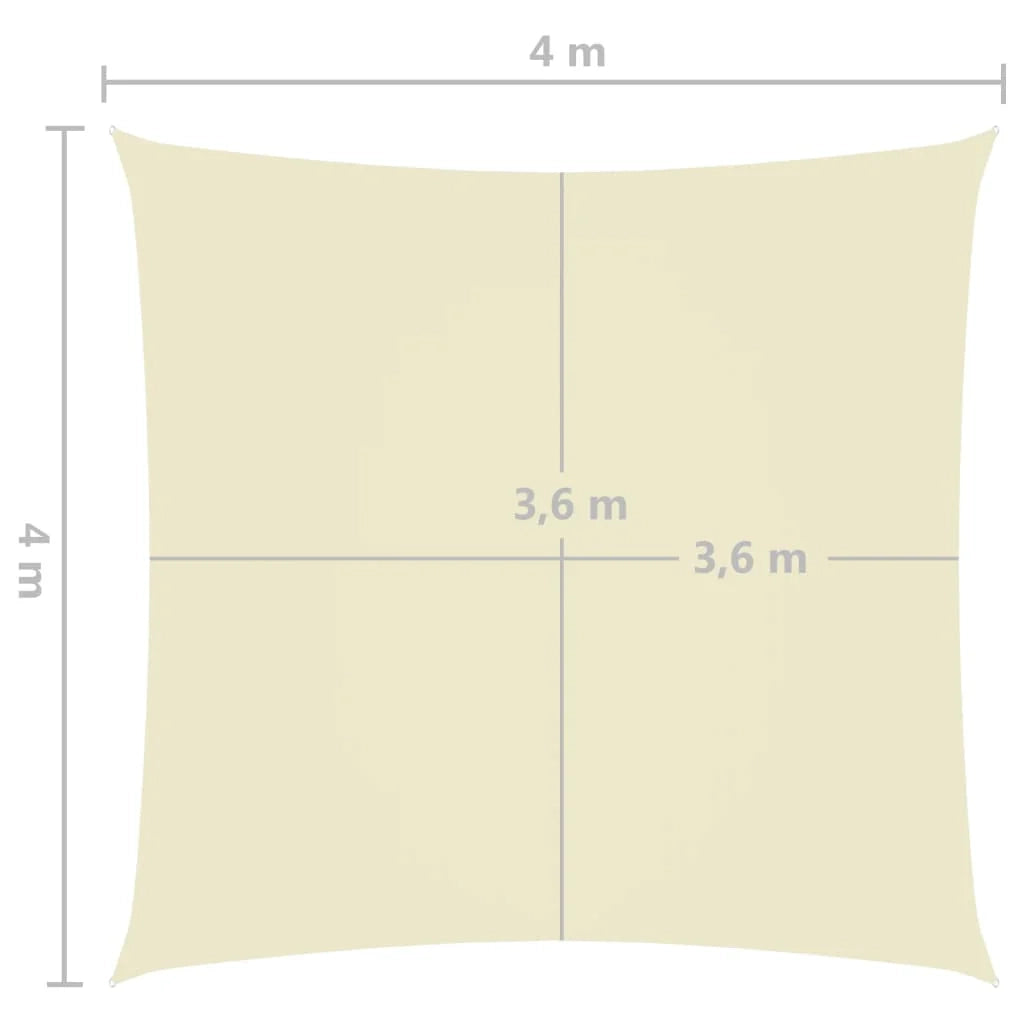 Vela ombreggiante/ombrellone quadrato 4 x 4 m in tessuto Oxford color crema 02_0009506