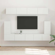 Set mobile TV Montaggio a parete 5 pcs Bianco Legno multistrato 3409087