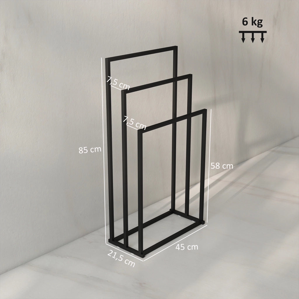 Porta asciugamani in acciaio con 3 stanghe ¨C zephmum ¨C 45x21.5x85 cm
