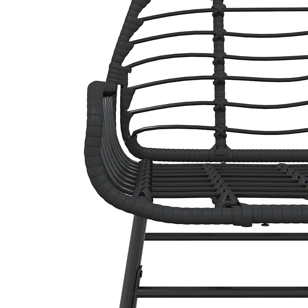 Set Pranzo da Giardino 7 pz Nero Polyrattan Vetro 3334539
