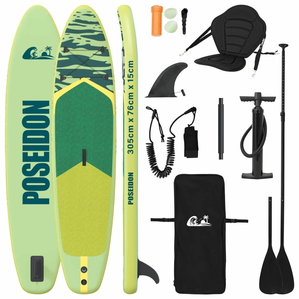 SUP Board con Seggiolino 2-in-1 POSEIDON 305 x 76 x 15 cm Verde 42039127